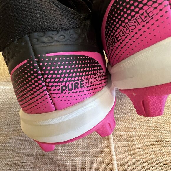 Adidas Girls Baseball Cleats Pure Hustle 2 Black Pink NWT Sz 3.5 - Picture 5 of 8